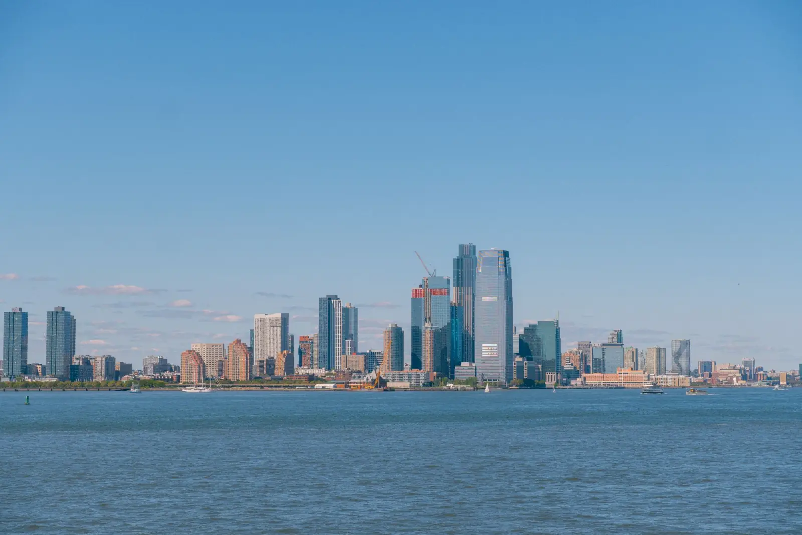 The Manhattan skyline seen across the water.