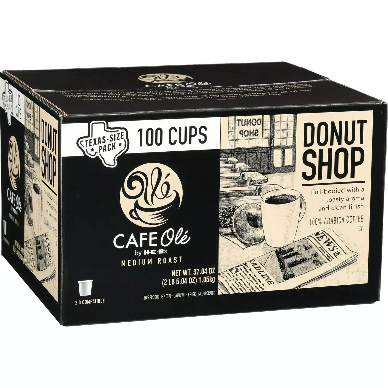 HEB Cafe Ole Donut Shop Blend K-Cups 100 Count